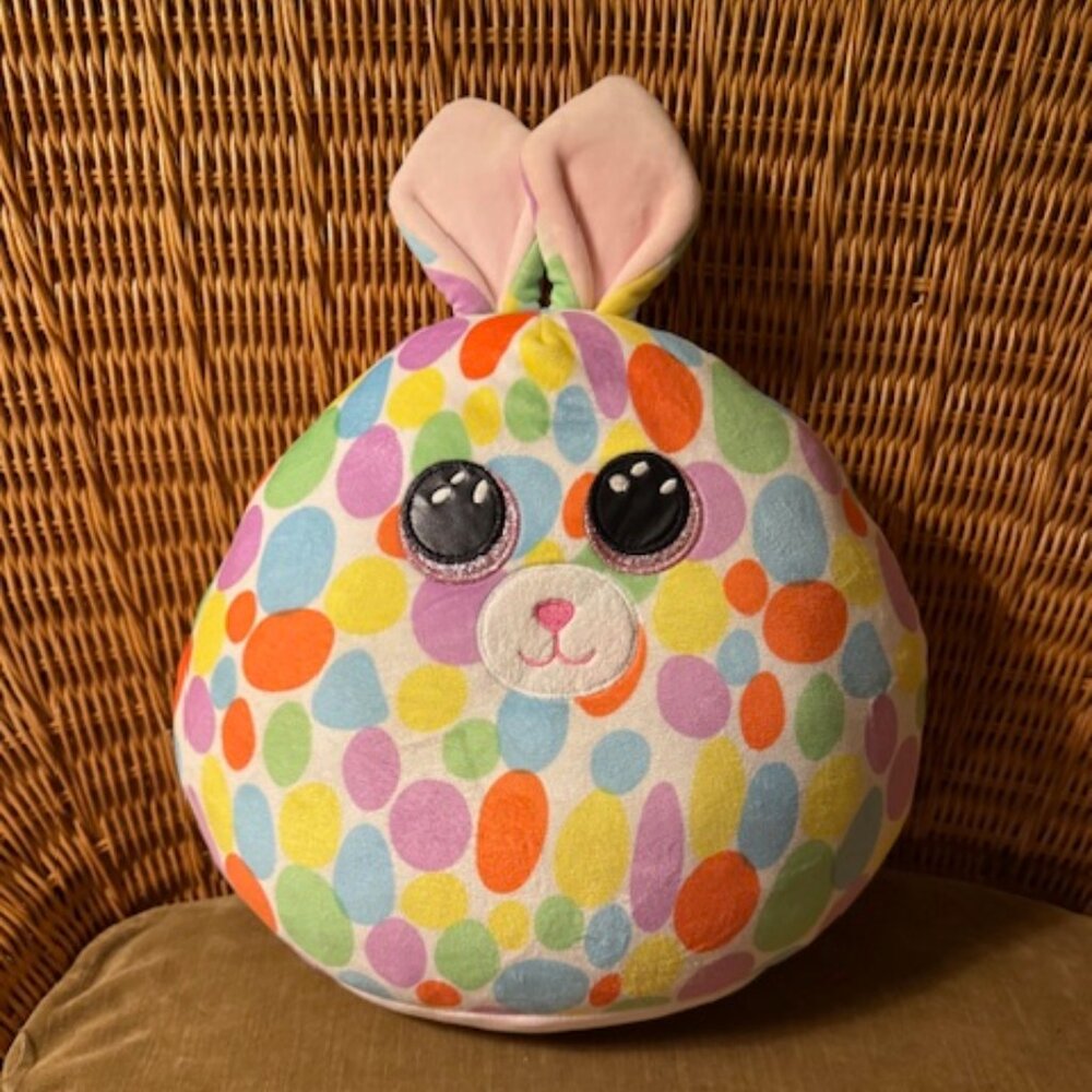 Ty SQUISH-A-BOO Bloomy the Easter Bunny 14-inch Plush Pastel Polka Dots Pillow